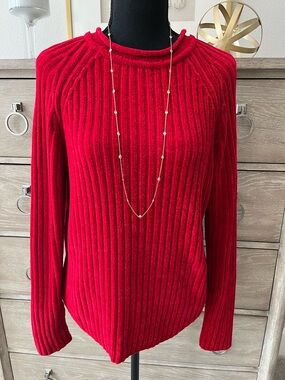 Carolyn Taylor Essentials Red Ribbed Pullover Sweater Sz Medium